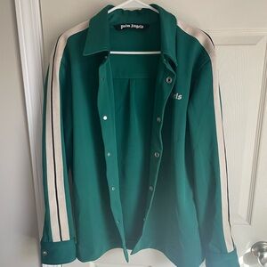 Palm Angels Teal Jacket with White Stripes
